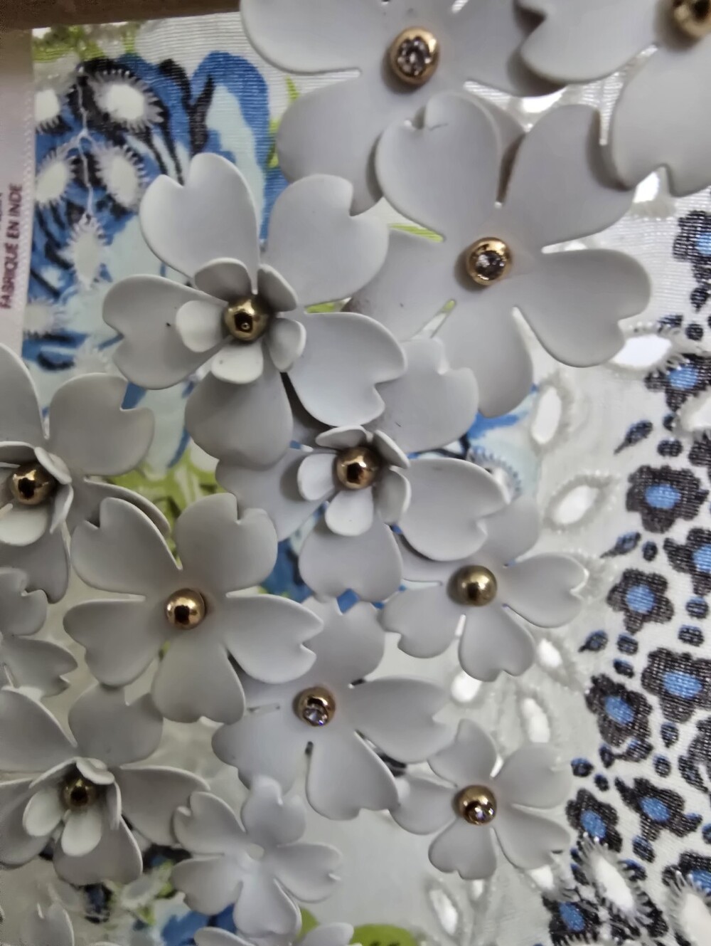 ANTHROPOLOGIE Serafina Mega Daisy Floral Statement Bib Necklace White SRP$78 NWT - Picture 4 of 5